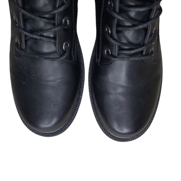 Wanted Dynamic Black Studded Side Zip Buckle Combat Boots Size 8 - Picture 8 of 14